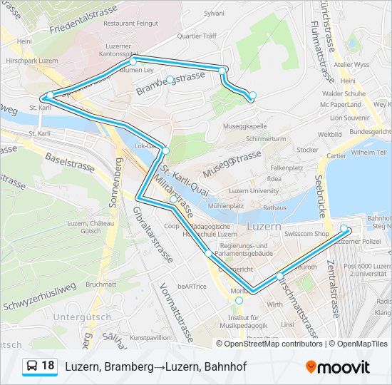 18 Bus Line Map