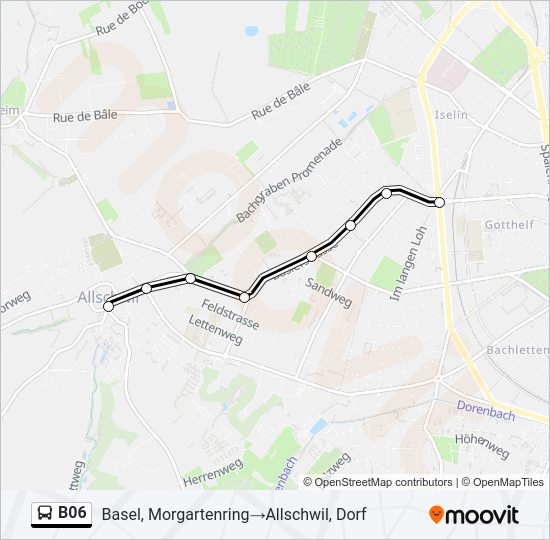 b06 Route: Schedules, Stops & Maps - Basel, Morgartenring‎→Allschwil ...