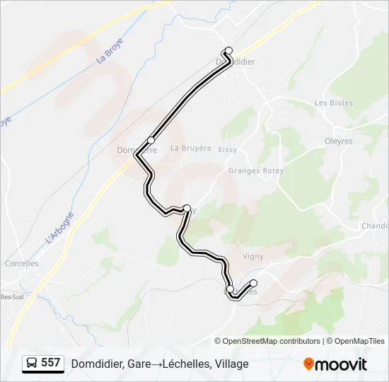 557 Bus Line Map