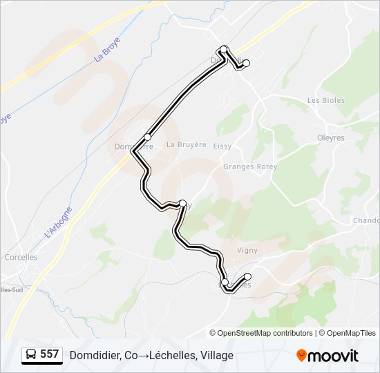 557 Bus Line Map