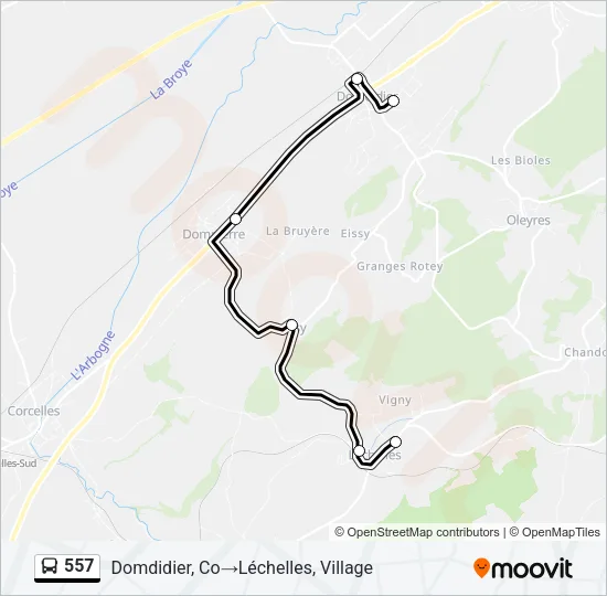 557 Bus Line Map