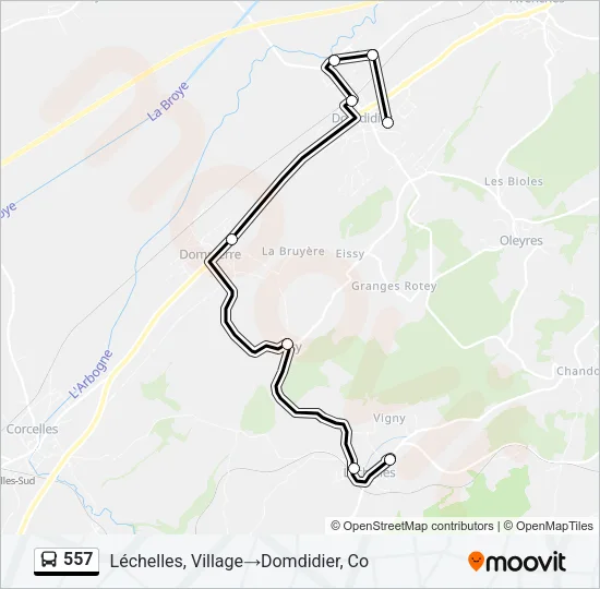 557 Bus Line Map