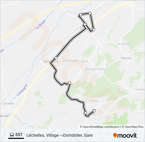 557 Bus Line Map