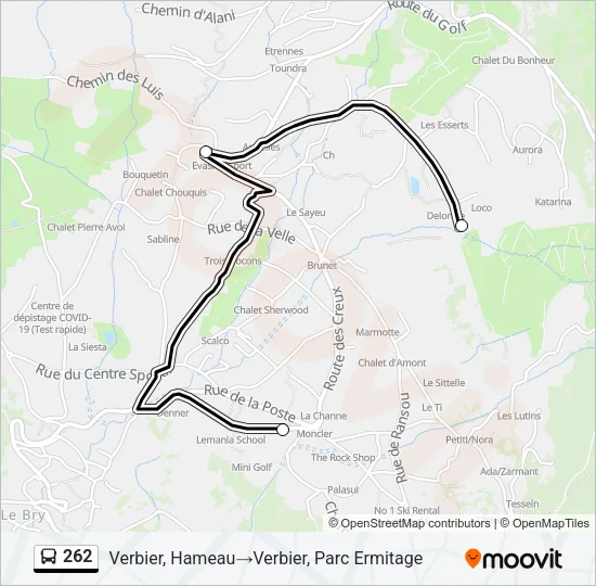 Plan de la ligne 262 de bus