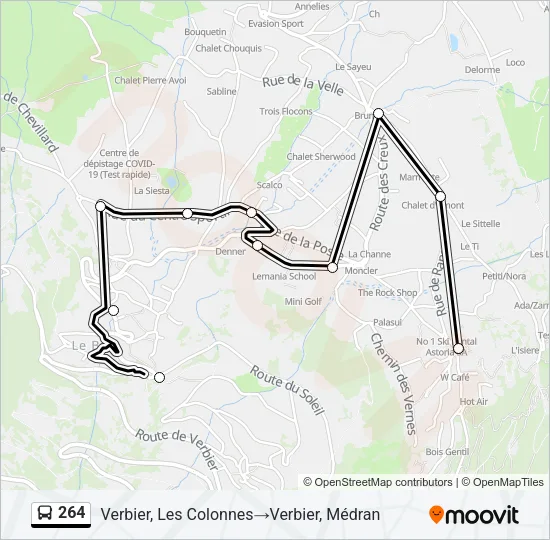 Plan de la ligne 264 de bus