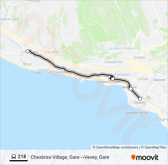 Plan de la ligne 218 de bus