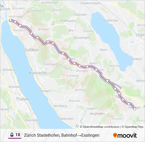 Straßenbahnlinie 18 Karte