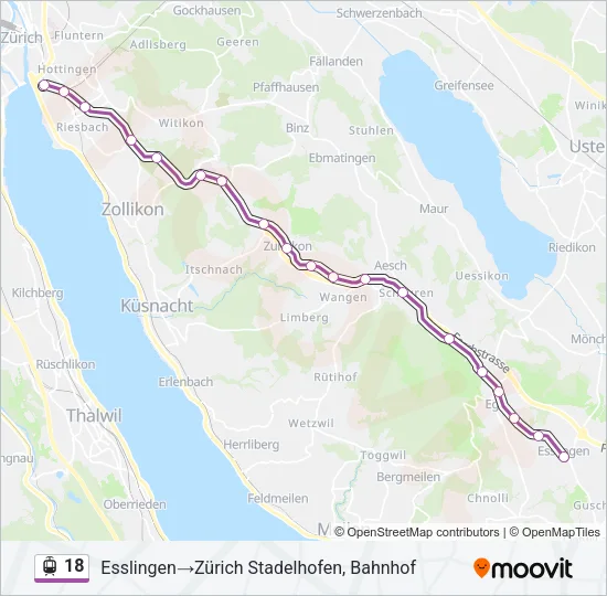 Straßenbahnlinie 18 Karte