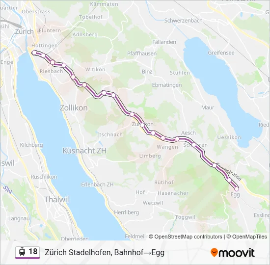 Straßenbahnlinie 18 Karte
