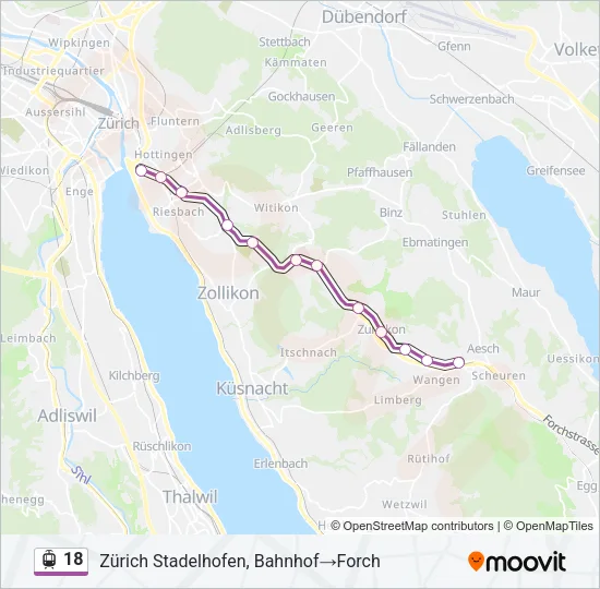 Straßenbahnlinie 18 Karte