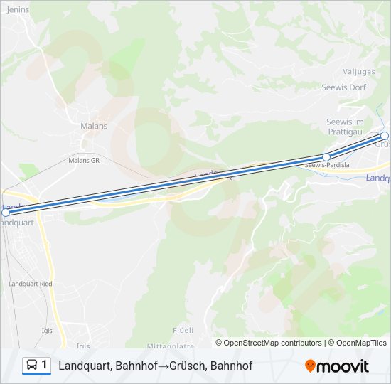 1 Bus Line Map