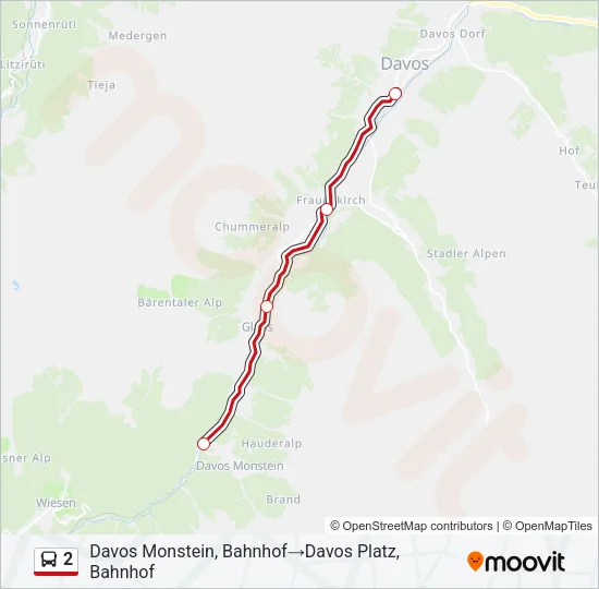 Plan de la ligne 2 de bus