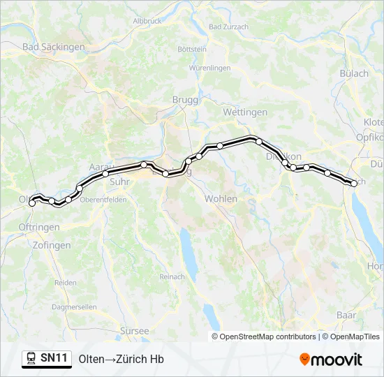 Plan de la ligne SN11 de train