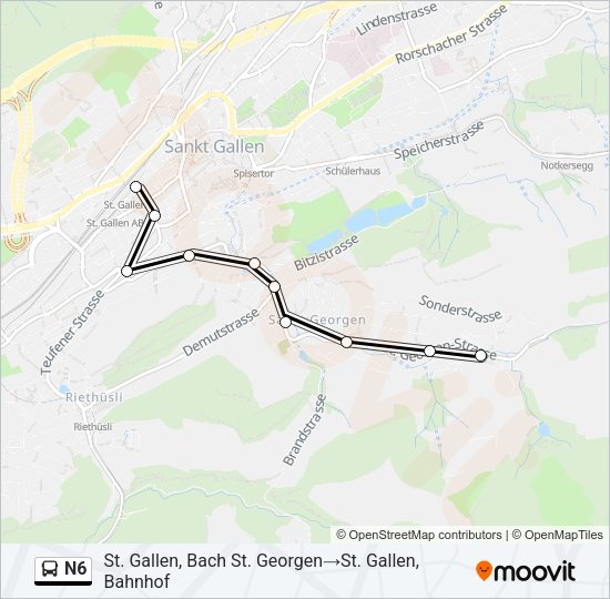 N6 Bus Line Map