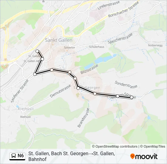 N6 Bus Line Map