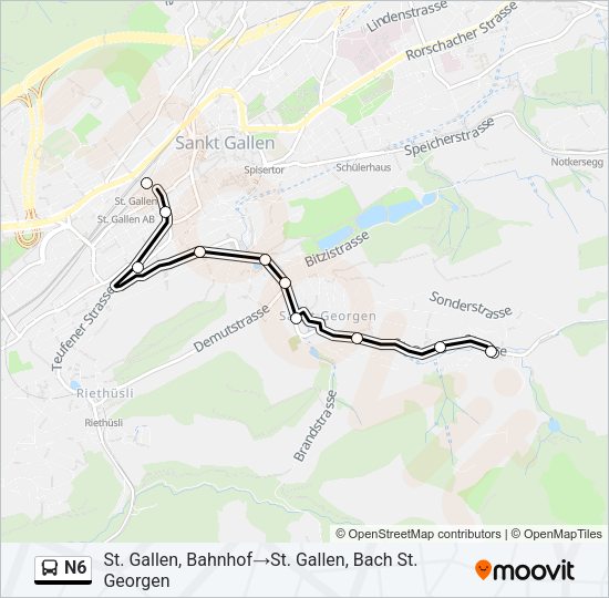 N6 Bus Line Map
