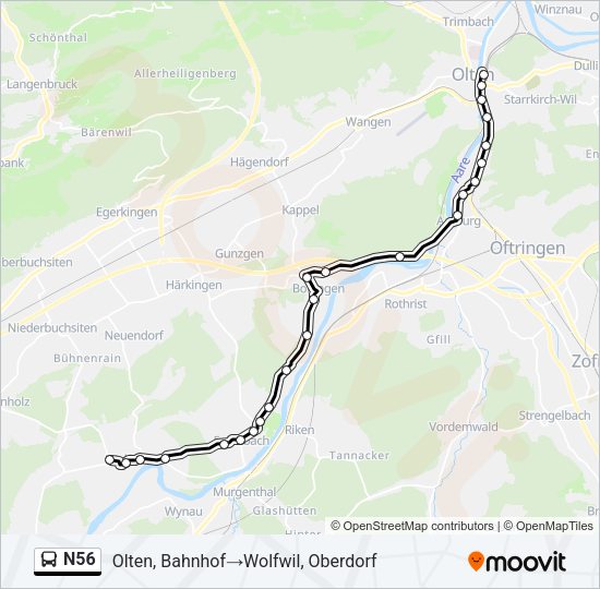 N56 Bus Line Map