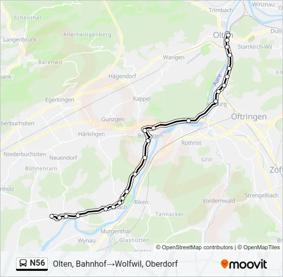 N56 Bus Line Map