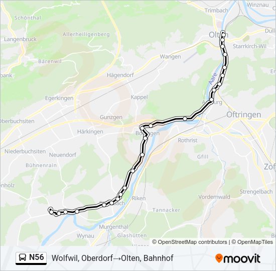 N56 Bus Line Map
