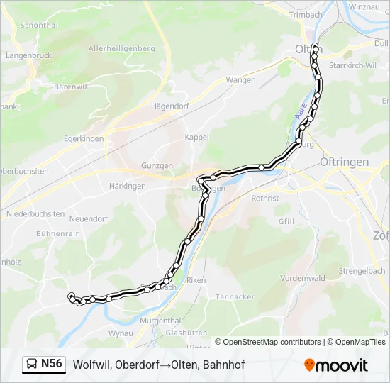 N56 Bus Line Map