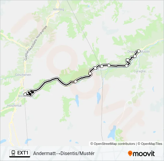Plan de la ligne EXT1 de train
