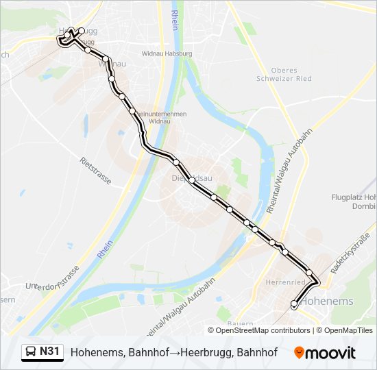 N31 Bus Line Map