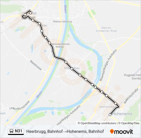 N31 Bus Line Map