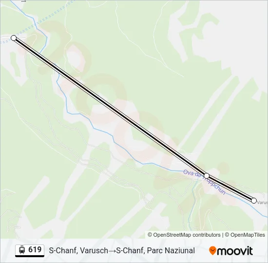 Plan de la ligne 619 de tram