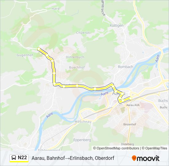N22 Bus Line Map