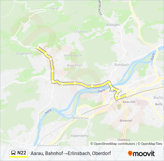 N22 Bus Line Map