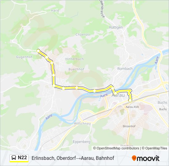N22 Bus Line Map