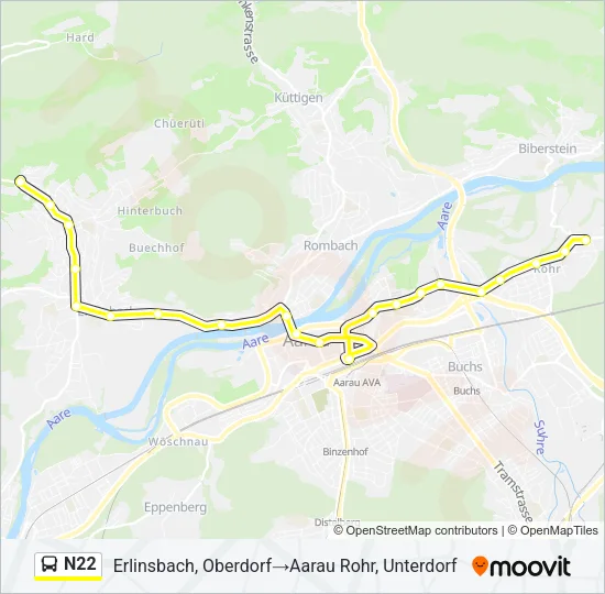 N22 Bus Line Map