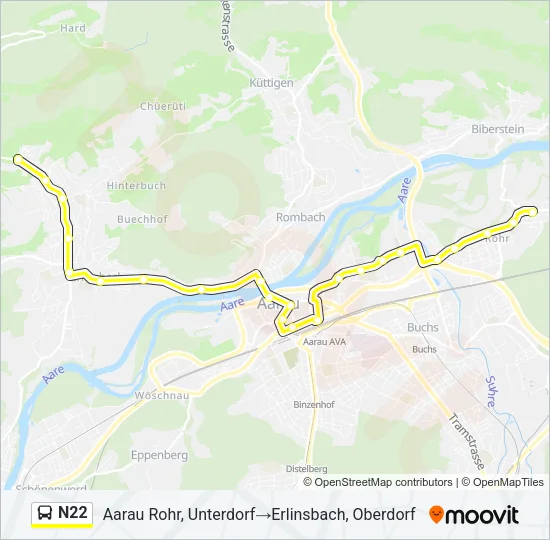 N22 Bus Line Map