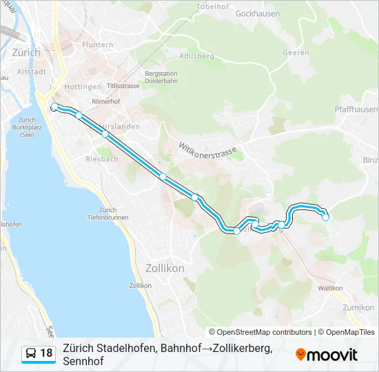 18 Bus Line Map