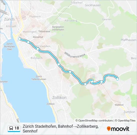 18 Bus Line Map