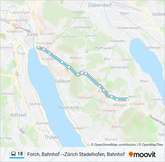 18 Bus Line Map