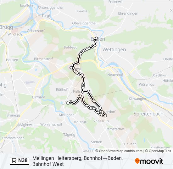 N38 Bus Line Map