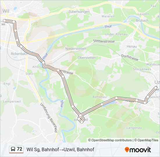 72 Bus Line Map