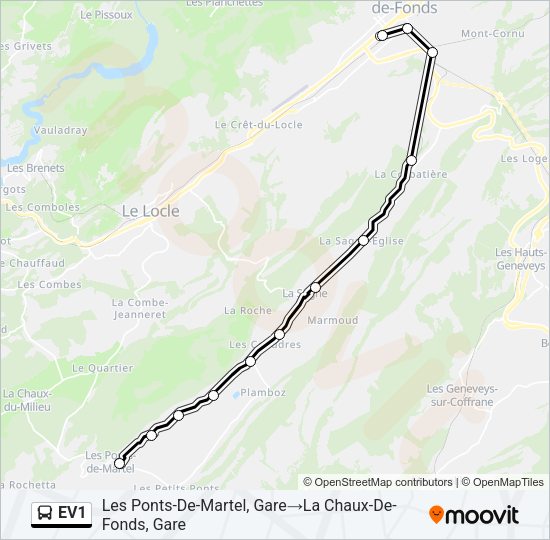 EV1 Bus Line Map
