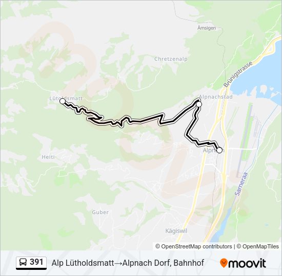 391 Bus Line Map