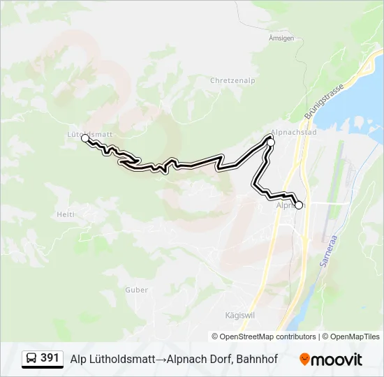 Plan de la ligne 391 de bus