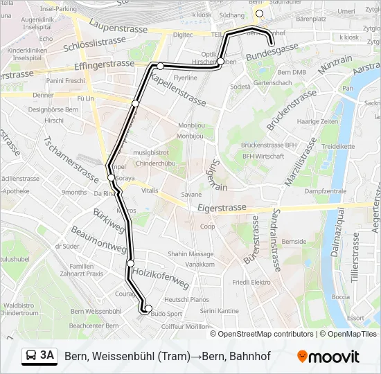 Plan de la ligne 3A de bus