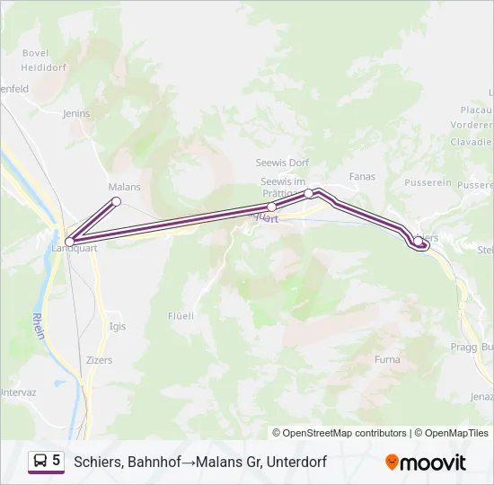 Plan de la ligne 5 de bus