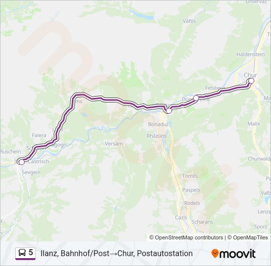 5 Bus Line Map