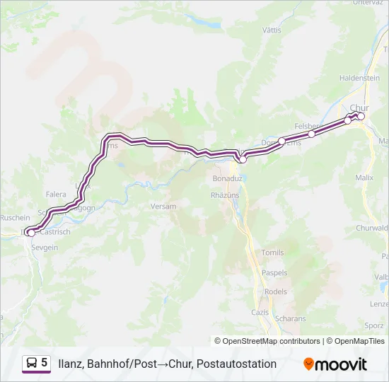 Plan de la ligne 5 de bus