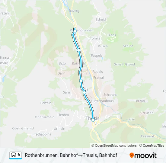 Plan de la ligne 6 de bus