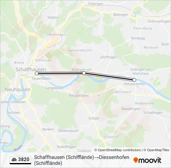 Plan de la ligne 3820 de ferry