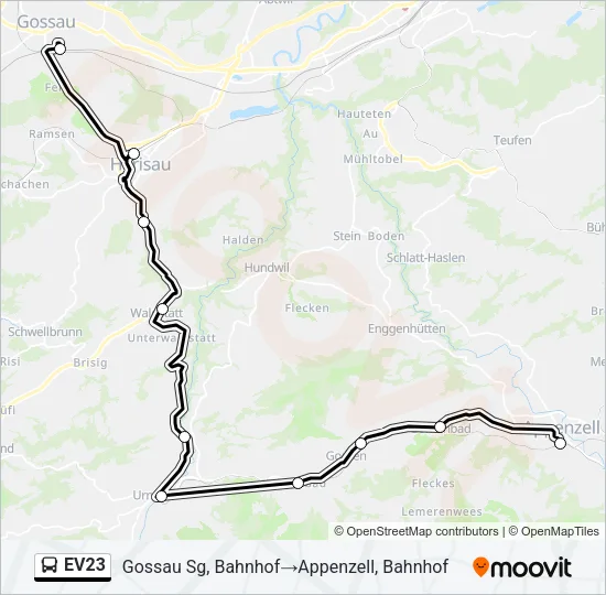 EV23 Bus Line Map