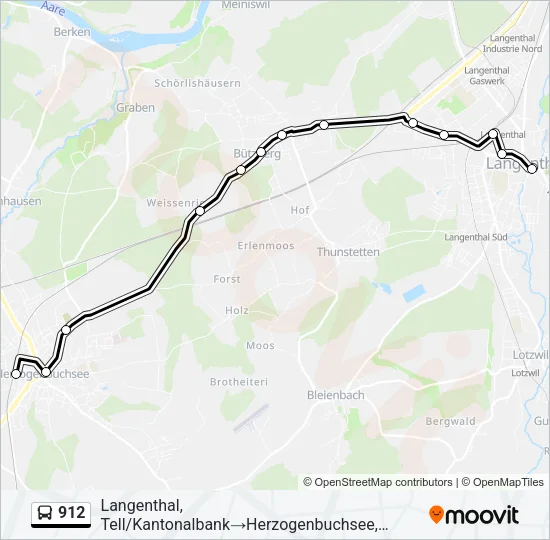 Plan de la ligne 912 de bus