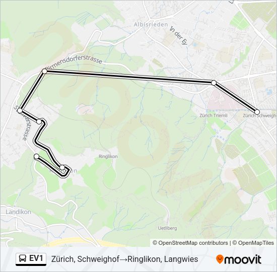 EV1 Bus Line Map